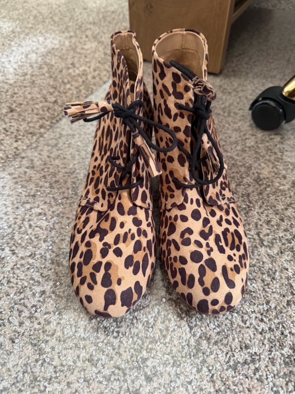 Dr. Scholl's Leopard Print Lace-Up Ankle Boots - Tan & Black